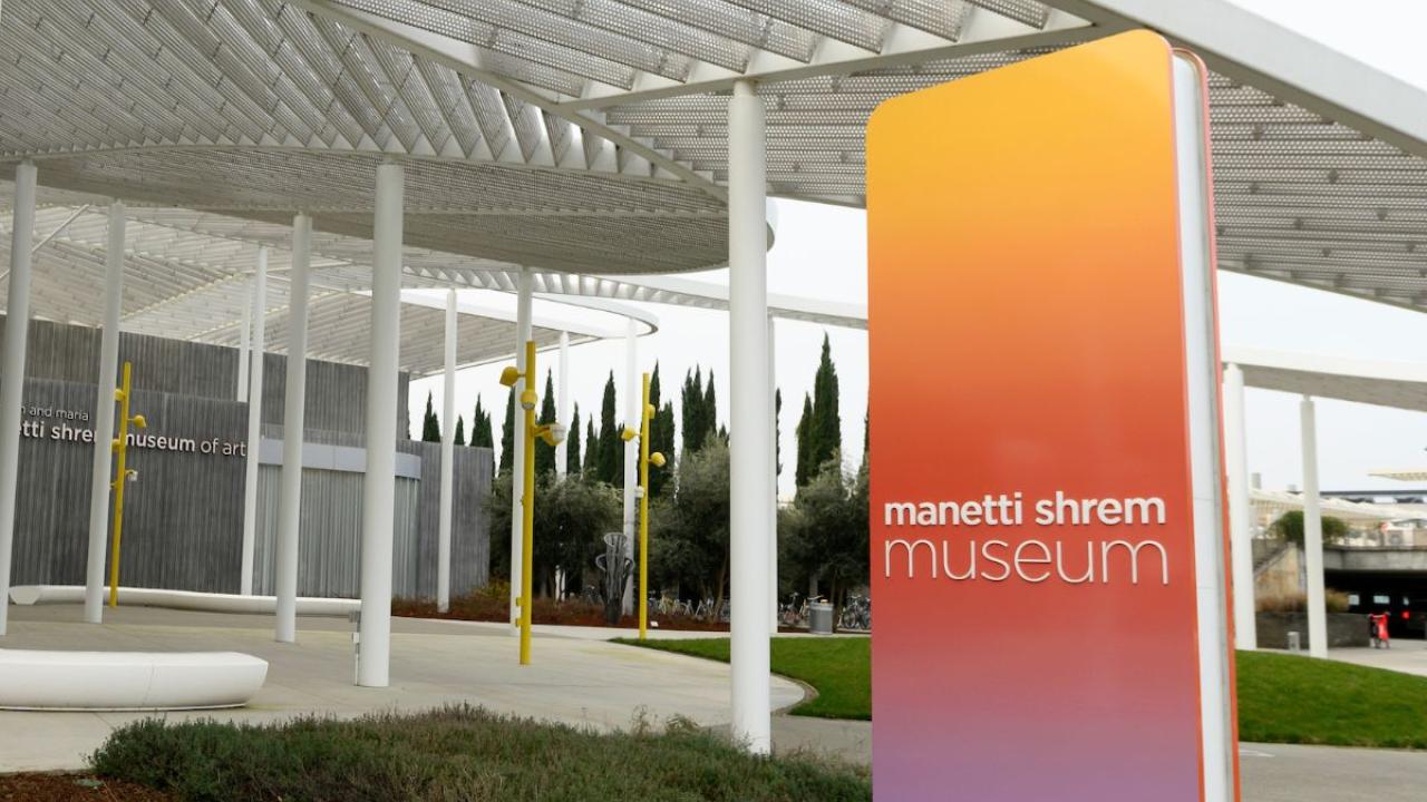 an outside view of the Manetti Shrem museum